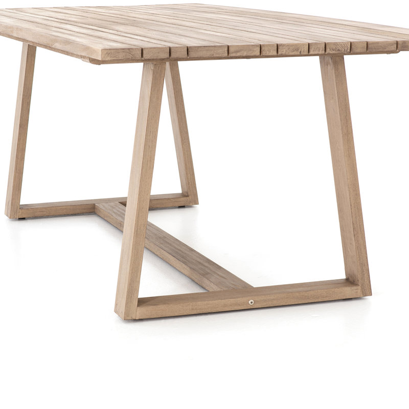Minimalist Nude Teak Rectangular Outdoor Dinner Table