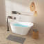 Baignoire de trempage autoportante 59 po en acrylique moderne avec drain en nickel brossé et trop-plein de conception linéaire minimaliste incluse, certifiée Cupc