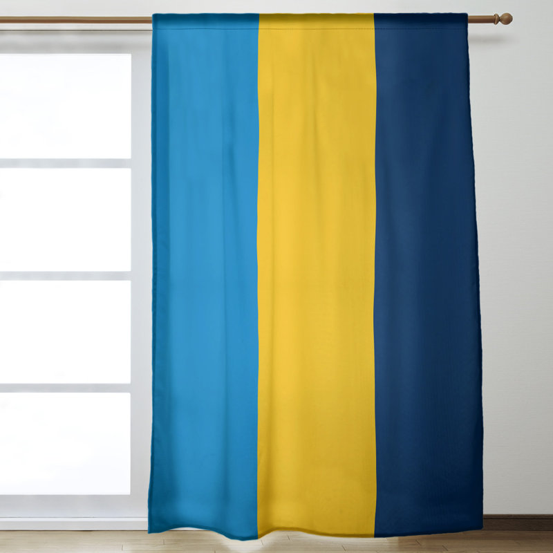 Mississippi Rebellion Sateen Room Darkening Curtain Single Panel, Blue/Yellow/Navy