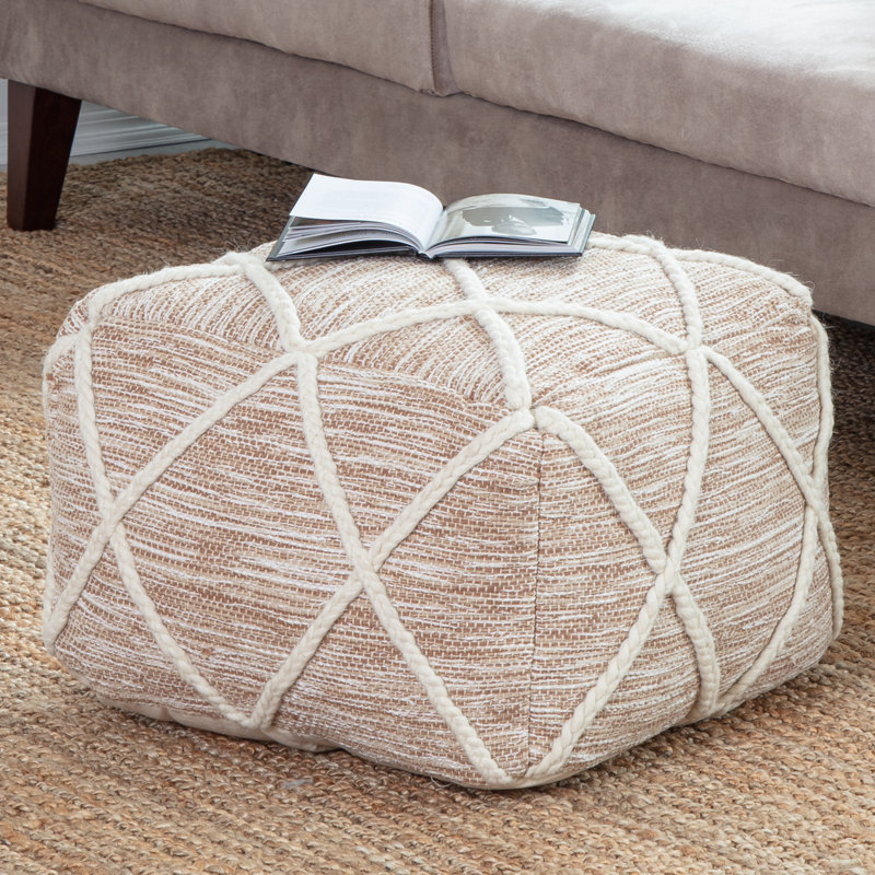 Allenside Upholstered Pouf, Tan