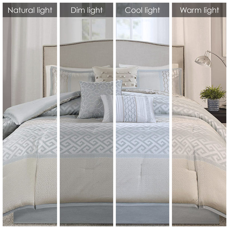 Bennett 7 Piece Gray Jacquard Queen Comforter Set