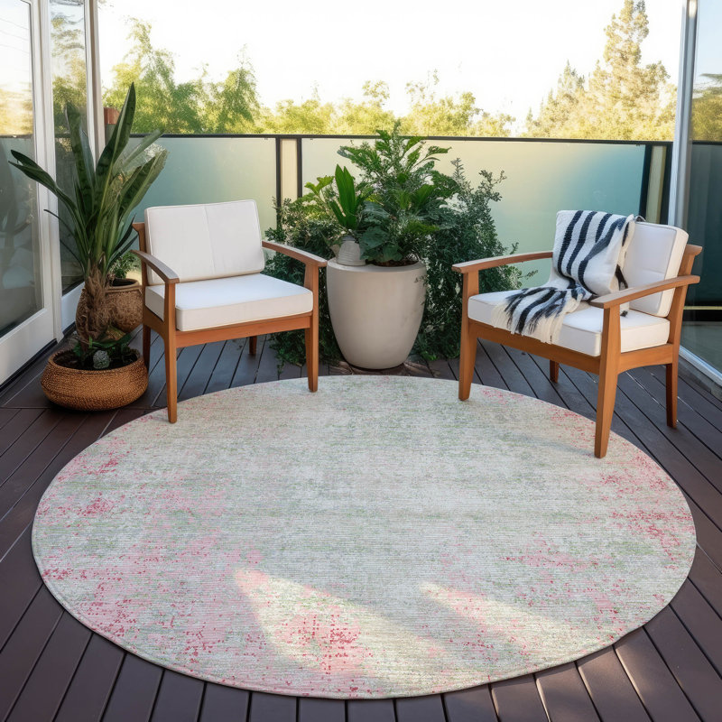 Tapis rectangulaire Aleighna avec envers antidérapant, Rond 8 pi