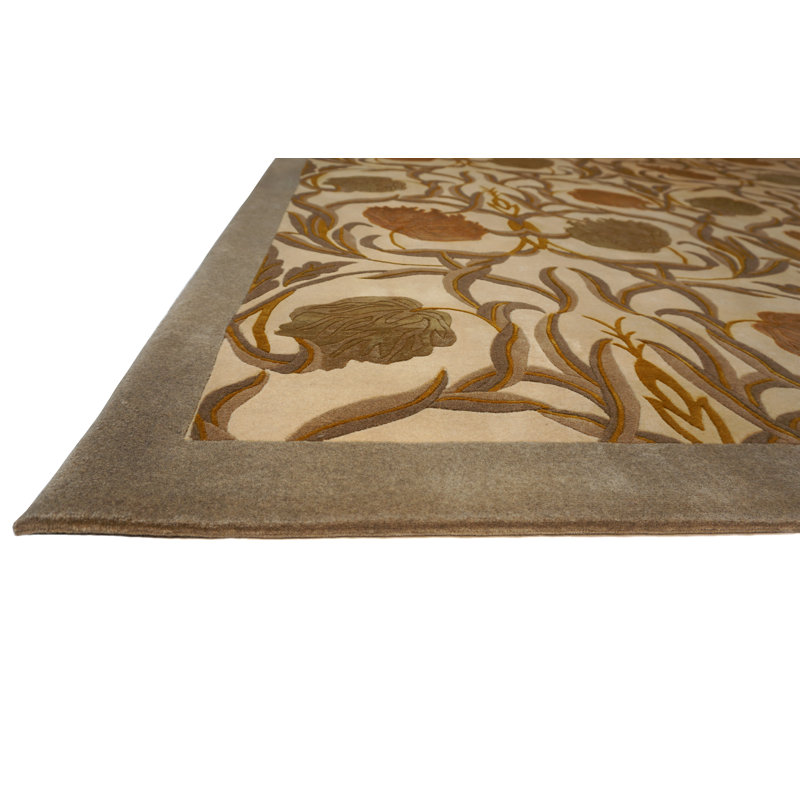 Concerto Hand Knotted Area Rug in Beige/Gold, Rectangle 9' x 12'