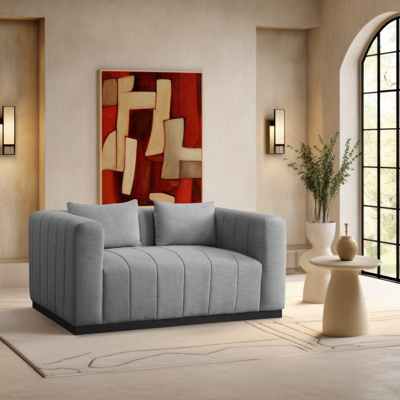Hyams 67'' Loveseat, Grey Linen Textured Fabric