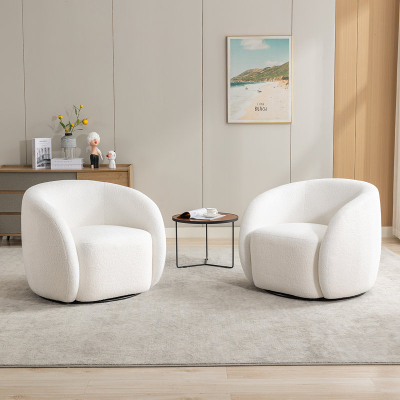 Fauteuil pivotant rembourré Katherline, Blanc / Blanc