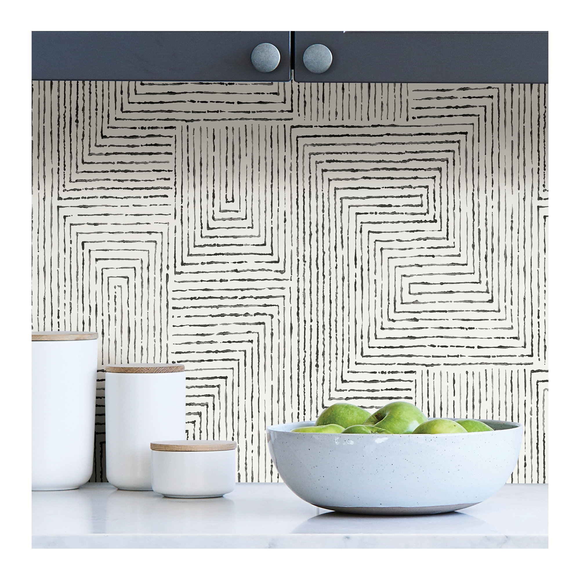 Ink Peel & Stick Geometric Roll, Black