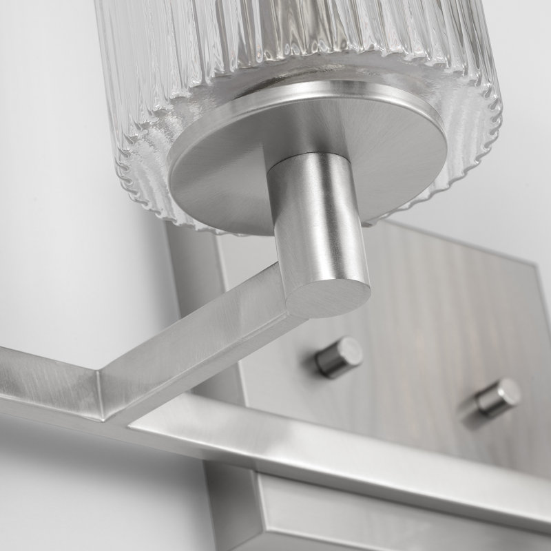 Luisa bath wall sconce with clear fluted glass shades, Brushed Steel, 4
