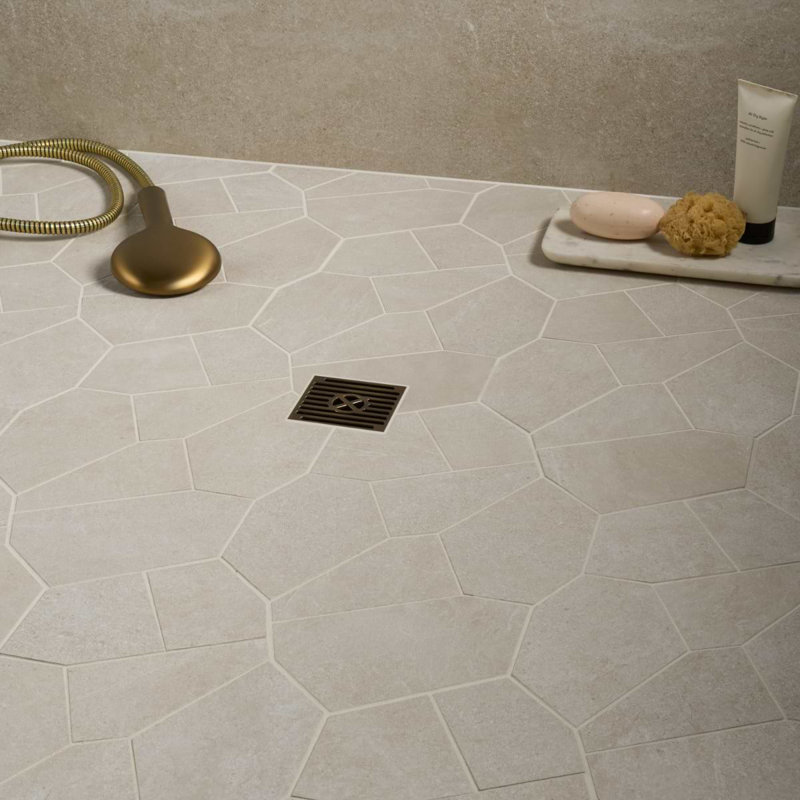 Era 12x20 Organic Pattern Matte Limestone Look Porcelain Mosaic Tile, Crema Beige