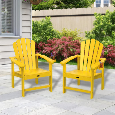 HDPE Patio Stackable Folding Adirondack Chair by Highland Dunes