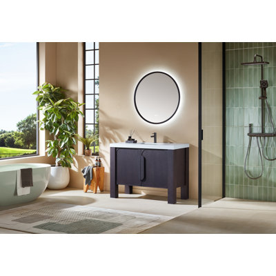 Meuble-lavabo en contreplaqué naturel 48 po avec comptoir en pierre artificielle Abella Munich