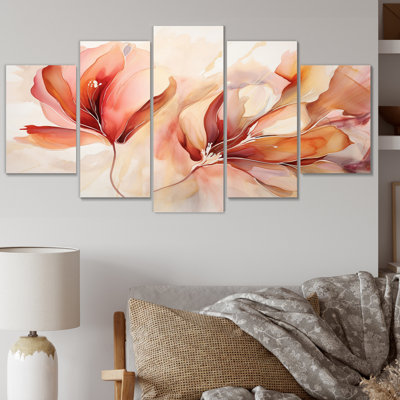 «Peach Petal Dance» sur toile, reproduction de 5 pièces