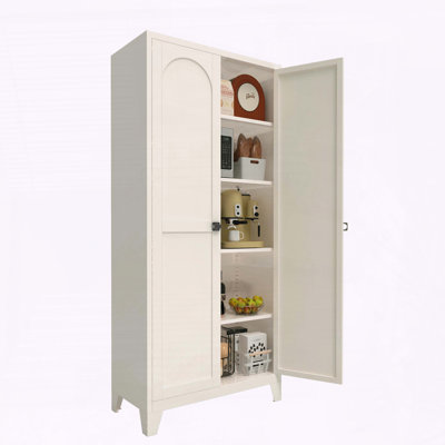 71" 2-Door Steel Storage Cabinet with Lock & Adjustable Shelves – Beige