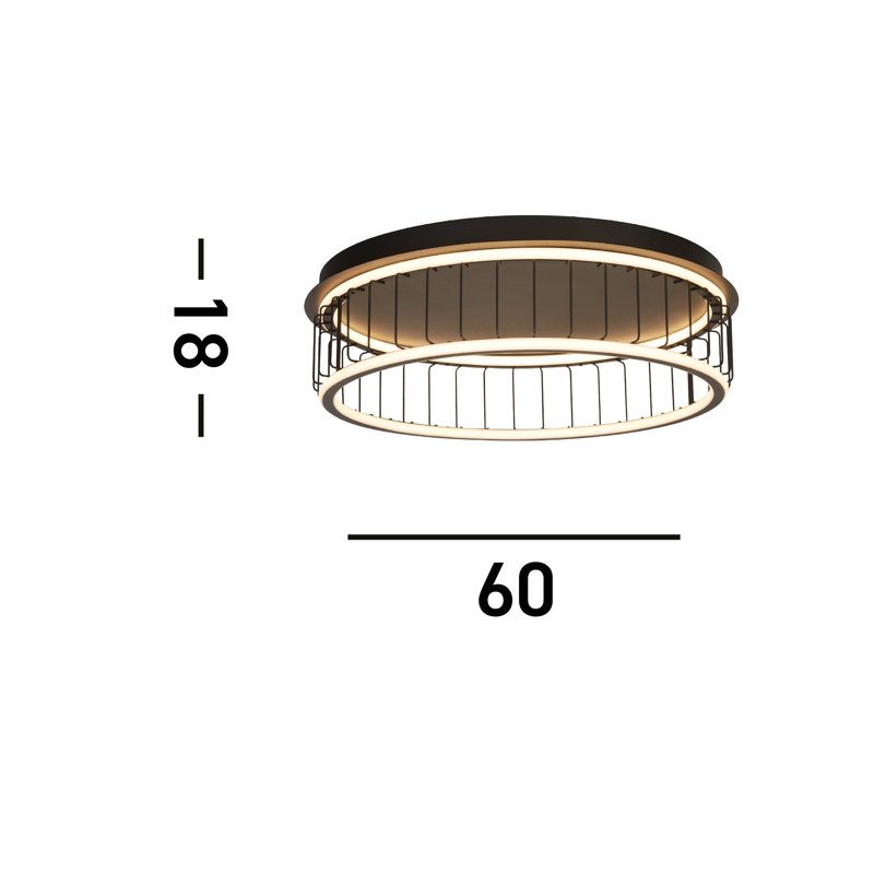 Lechiaro LED Flush Mount, 17.5cm H x 60cm W x 60cm D