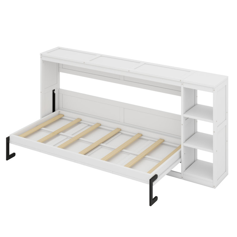 Murphy Bed With Bookshelf, Blanc
