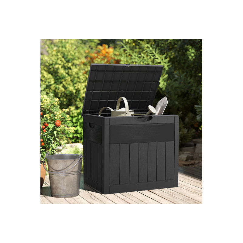 Lifeideas 55.5cm W 126.484L Polypropylene Lockable Deck Box in Black