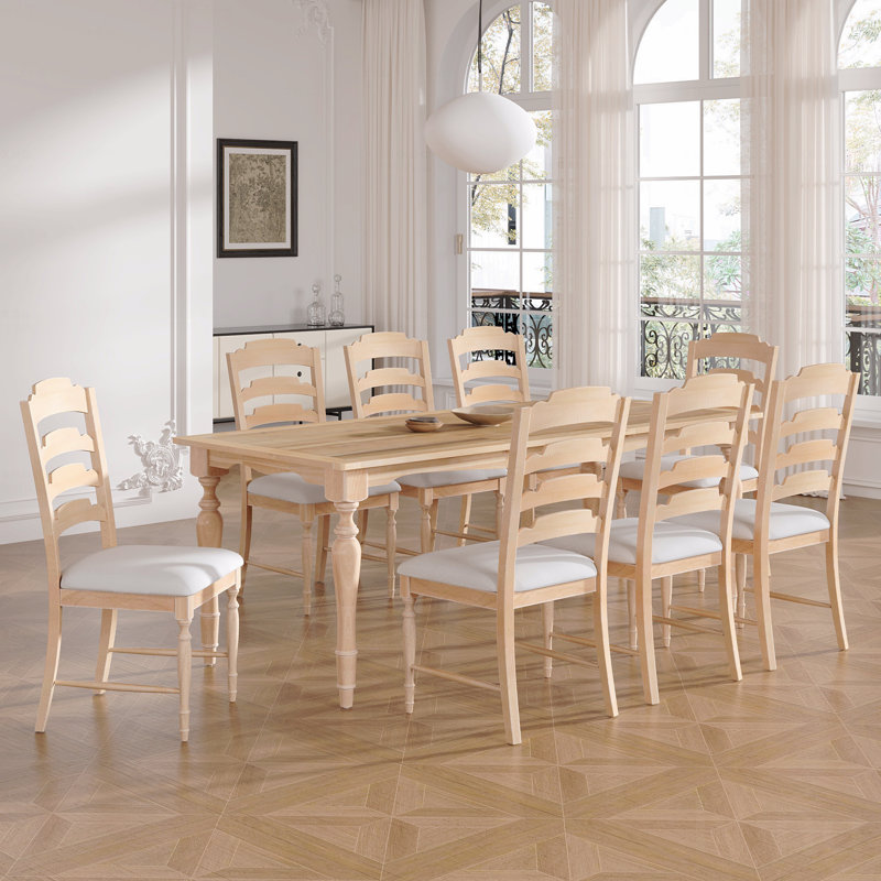Ensemble de table de salle à manger 9 pièces 82,7 po avec rallonge amovible de 23,6 po et 8 chaises rembourrées pour 8 personnes Vintage