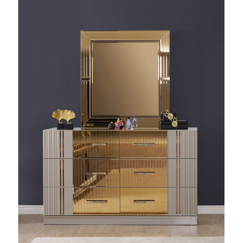 Frum Signature Dresser in Riversand with Golden Accent