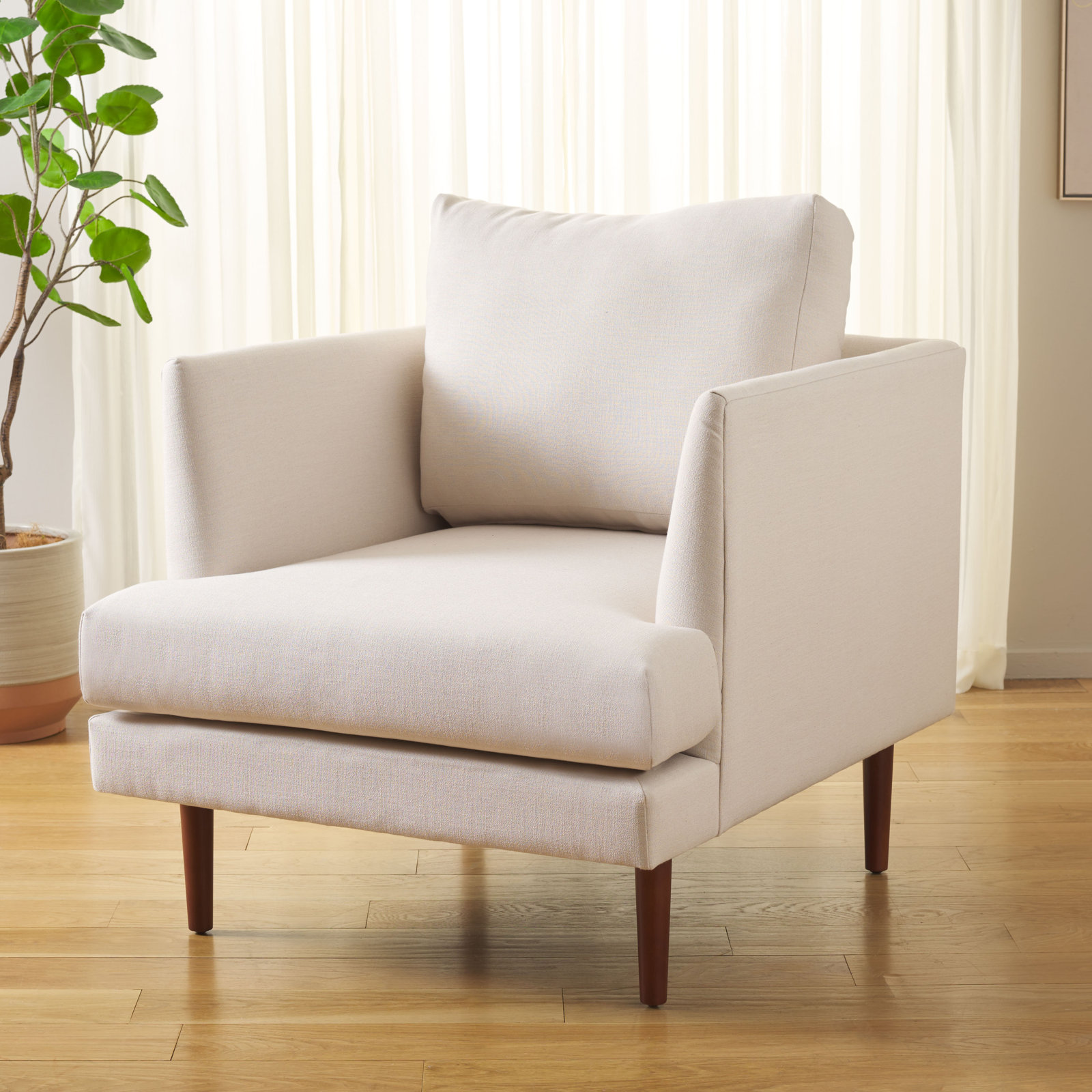 Kadiatou Linen Armchair, Walnut