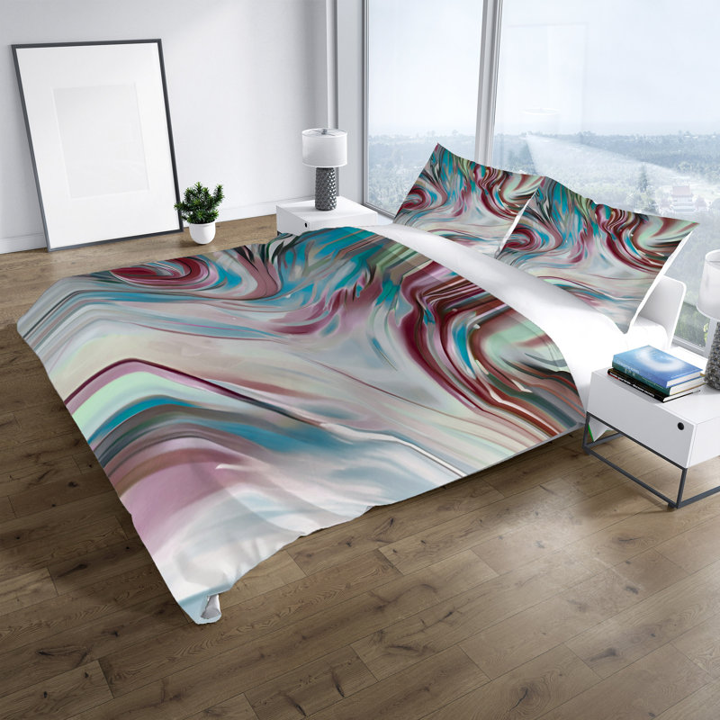 Ensemble de housse de couette en microfibre rouge / bleu, Housse de couette simple + 1 taie décorative pour