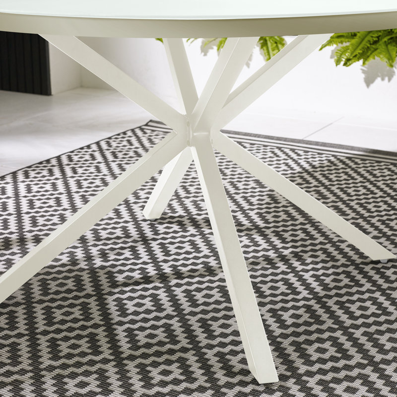 Rosston Round Garden Dining Table for Modern Outdoor Patio - Elegant Chic Design, Cream