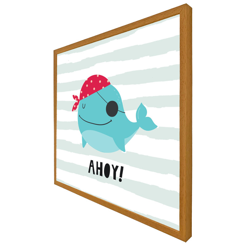 Thurton Ahoy! Whale 1 Piece Single Picture Frame Wall Art, 31cm H x 31cm W x 4cm D, Oak Framed