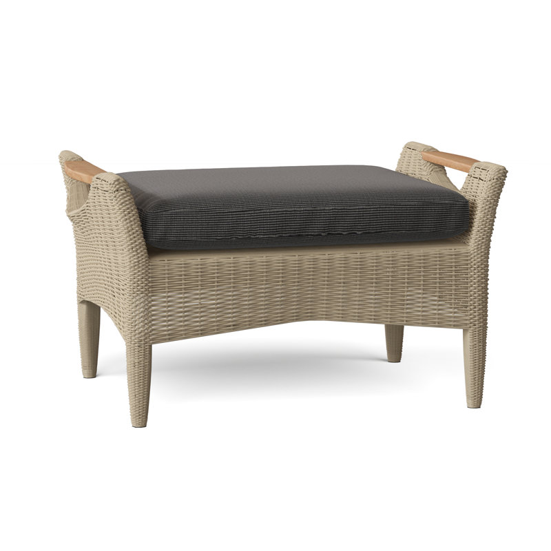Culebra Rectangle Outdoor Sunbrella® Ottoman Patio Ottoman, Ash, Culebra White