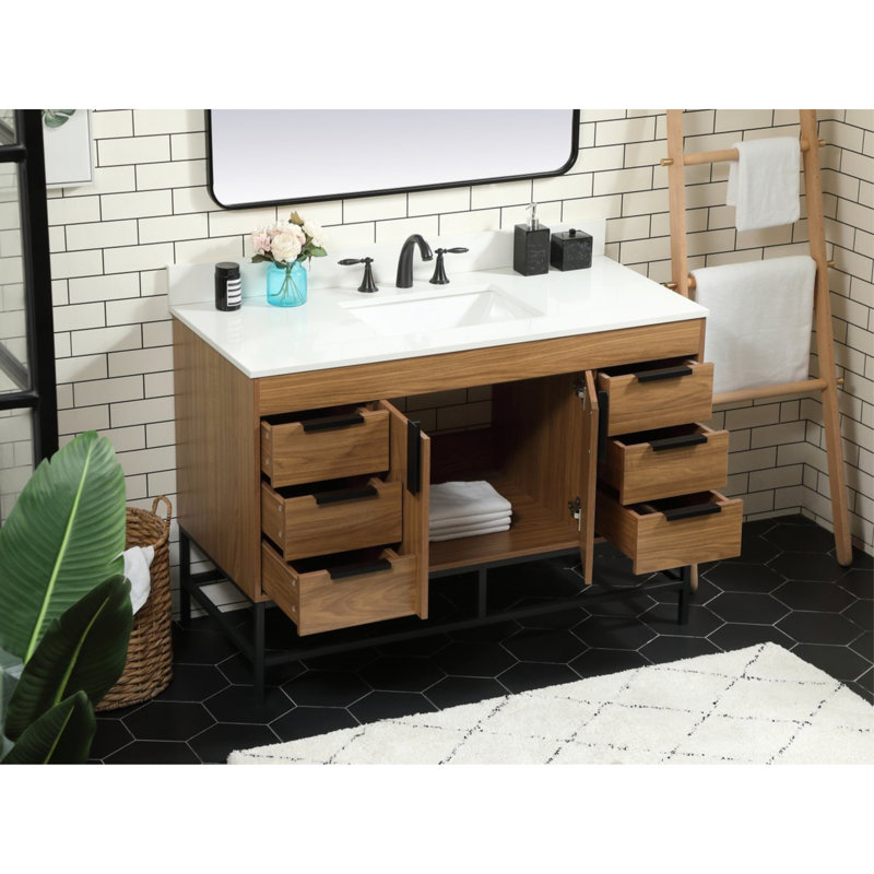 Ensemble de meuble-lavabo simple 48 po Eugene, Brun noyer