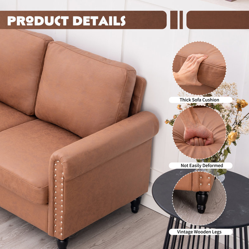 2 Seater Faux Leather Loveseat