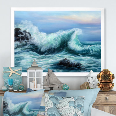 «Wild Blue Ocean Waves X», reproduction de cadre photo sur toile