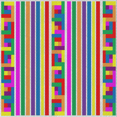 Tapis décoratif abstraite rouge/vert/bleu Reber