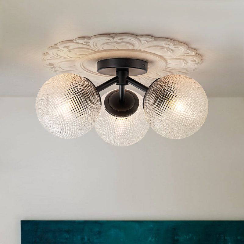 Glass Semi Flush Mount, Black