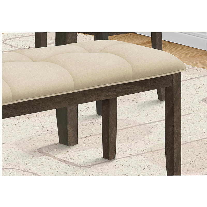 Canapé, rectangulaire de 44 pouces, salle à manger, entrée, cuisine, couloir, rembourré, bois, tissu crème, bois massif gris, transitionnel