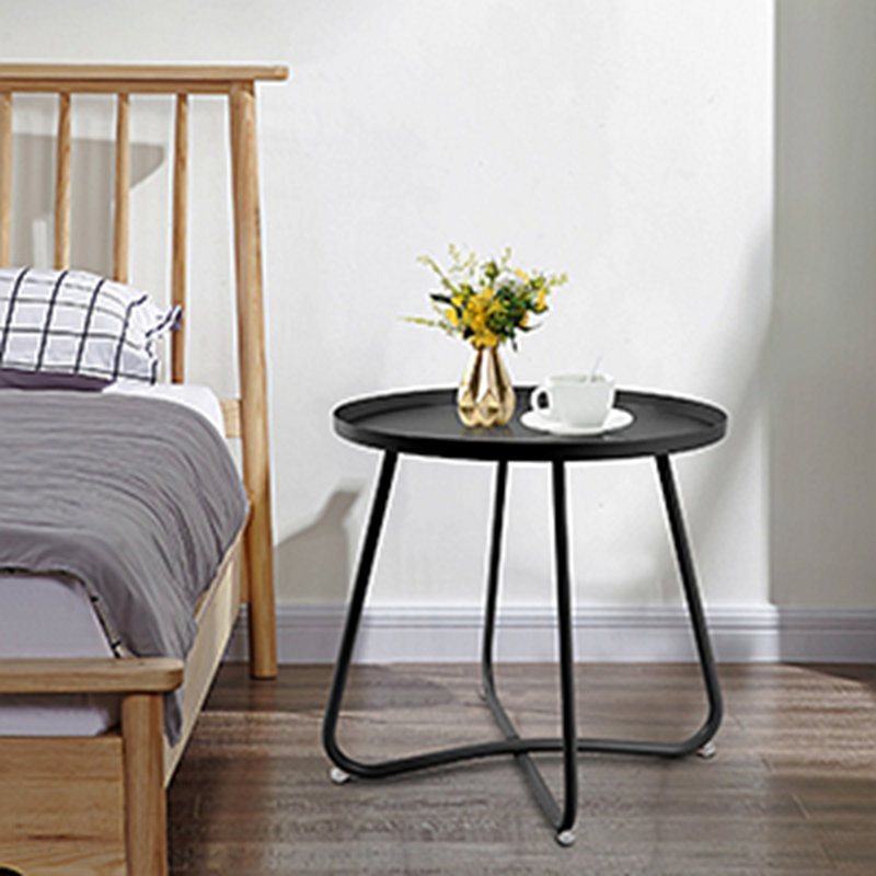 Modern Minimalist Patio End Table - Black, 18.9" H x 18.9" W x 18.9" D, Black