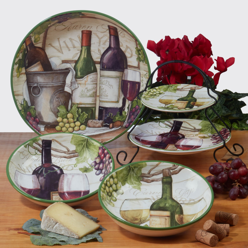 Meadow Brook Vineyard Ceramic Dinner Plates Set of 4