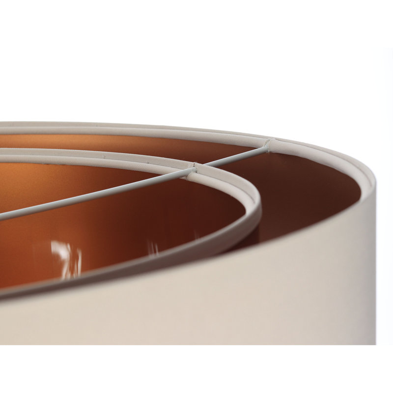 Shandra 1 - Light Black Drum Pendant, 20cm H x 50cm W x 50cm D, Coppery/Beige