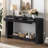 59.8'' Modern Oak Veneer Console Table With 3 Drawers,Shelf,Wood Sofa Table With Semi-Circular Design,Suitable For Living Room,Hallway,Entryway-128993964
