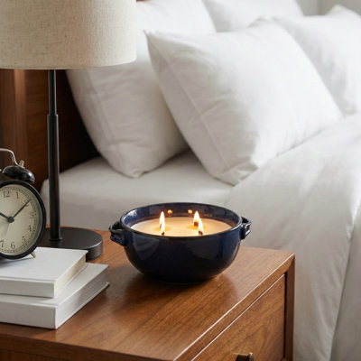 Bougie décorative en forme de bol décoratif en céramique avec poignées