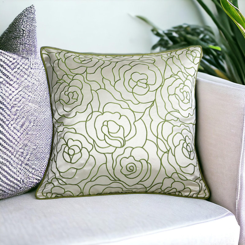 Embroidered Silk Trhow Pillow Cover