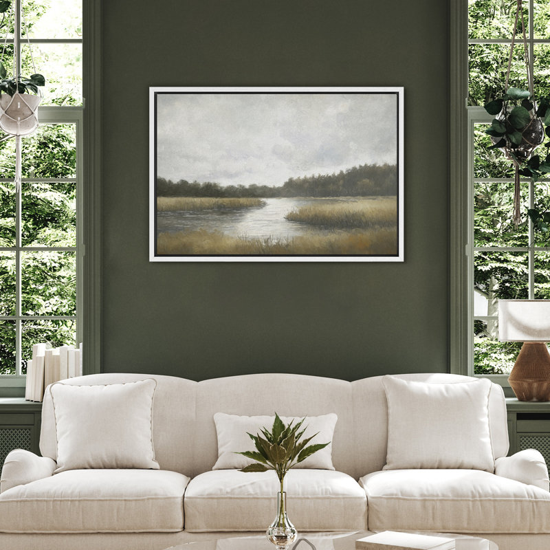 Impression murale sur toile Peaceful Marshland, décor rustique pour chalet ou salle à manger, H 16 po x l 24 po, Blanc