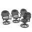 Lot de 4 chaises de salle à manger pivotantes d'extérieur en fonte d'aluminium avec coussins et accoudoirs, noir et rouge-1475529868