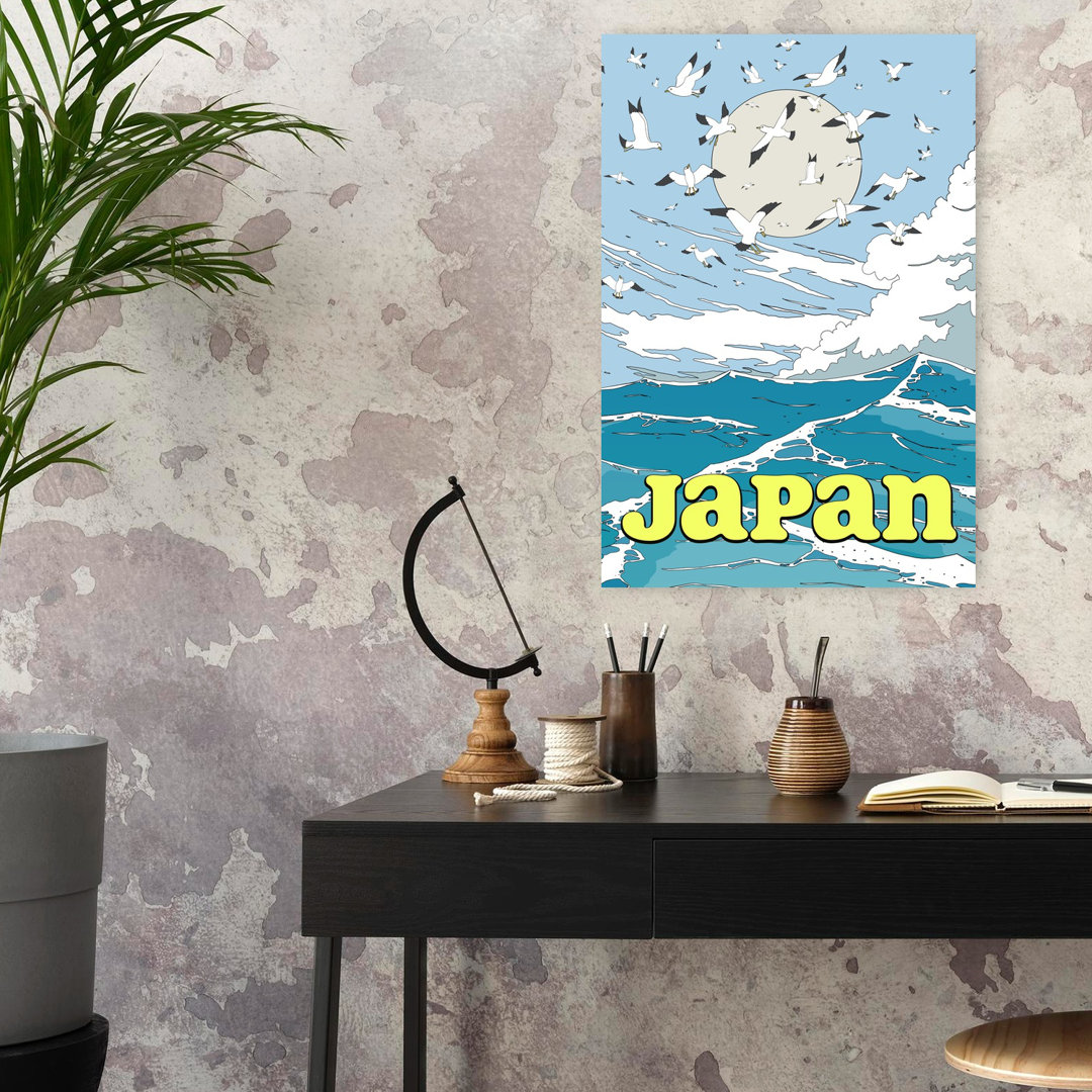 Contemporary Art Elegant Peaceful Serene Seagull Bird Coastal Wall Art - Wrapped Canvas Print