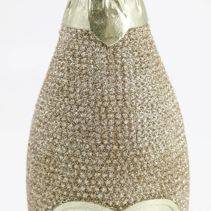 Résine feuille d'or rose et perles de paillettes dorées bouteille de champagne élégant accent décoratif pour un décor contemporain et élégant