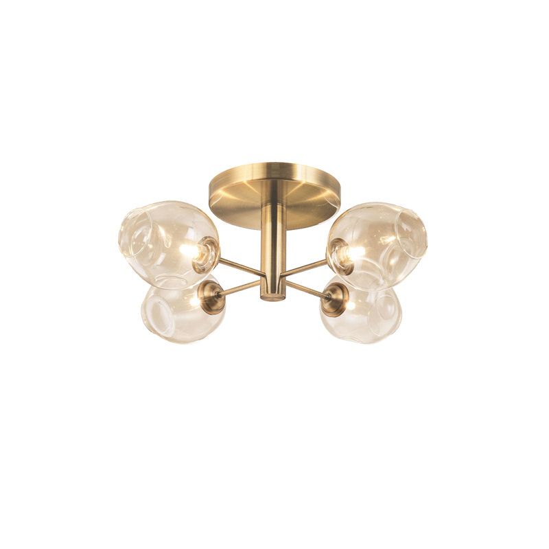 Plafonnier semi-encastré à 4 lumières sphériques 20,5 po Andi, Bronze vintage, Champagne