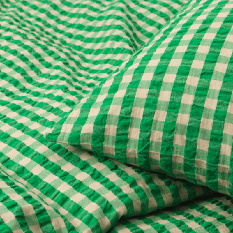 Baek And Bolge Duvet Cover Set Including Pillows, King Duvet Cover + 2 King Pillowcases, Green/Sand