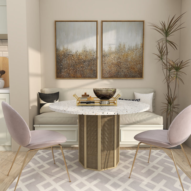 CosmoLiving by Cosmopolitan Gold Canvas Glitter Flakes Geode Framed Wall Art with Gold Frame