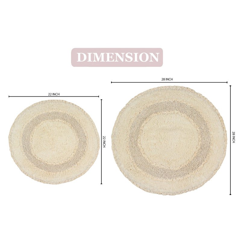 Zorica 100% Cotton Bath Mats (Set of 2), Ivory
