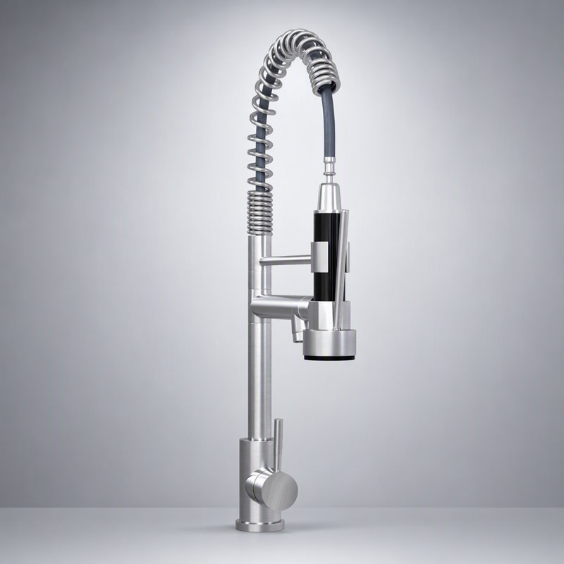 Robinet de cuisine Home certifié CUPC de 19 pouces à poignée unique avec fini nickel brossé, durable et élégant pour les cuisines modernes