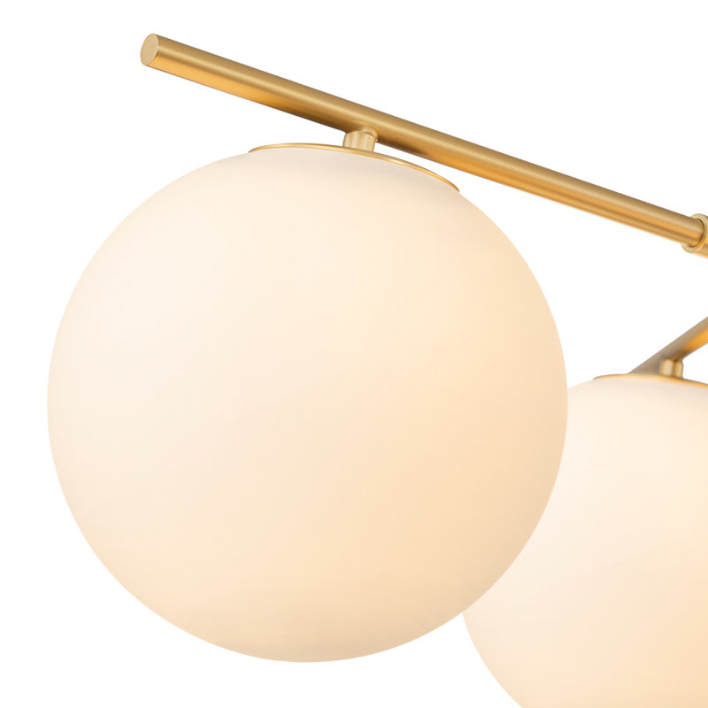 3-Light Opaque White Glass Sphere Chandelier