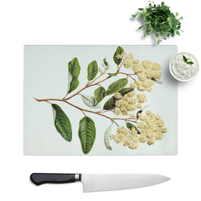 Tempered Glass Kumarahou Flowers by Sarah Featon Chopping Board, 39 cm x 28.5 cm