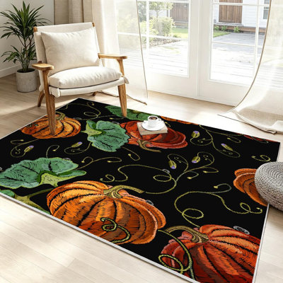 Orange Pumpkin Clothes Shirt Beautiful Food Autumn Agriculture Art Machine Washable Indoor Area Rug